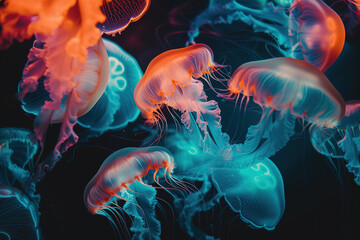 Jellyfish. Undersea world. Generative AI