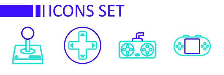 Set line Portable video game console, Game controller joystick, and Joystick for arcade machine icon. Vector
