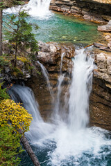 Waterfall in Johnston Canyon, Banff National Park, Canadian Rockies, Alberta, Canada.