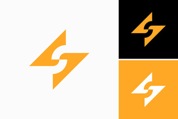 letter s with electric bolt Vector Logo Premium  - obrazy, fototapety, plakaty