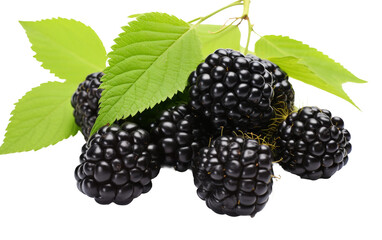 Featuring Plump Blackberry Cluster Isolated on White Background