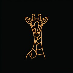 Flat logo giraffe line style on a black background. Line style.