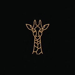 Flat logo giraffe line style on a black background. Line style.
