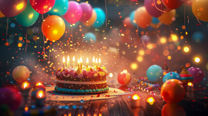 Obraz na płótnie Canvas celebrate, birthday, cake, candles, party