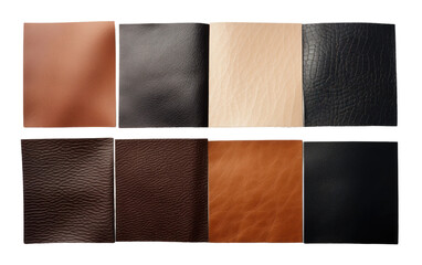Samples of Laminated Leather Surfaces Isolated on a Transparent Background PNG.