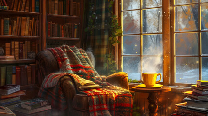 Naklejka premium winter, home, warm, christmas, cold, cozy, white