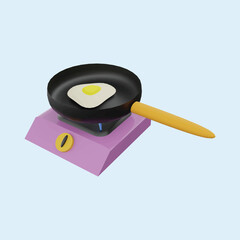 People cooking concept on kitchen table. Realistic 3d object cartoon style.