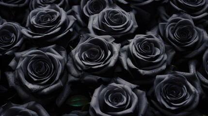 Passionately Black Roses. Beautiful Greeting Card Collection with Black Roses on a Dark Background