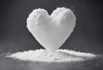 White powder in shape heart cocaine line isolated on black background top view series - obrazy, fototapety, plakaty