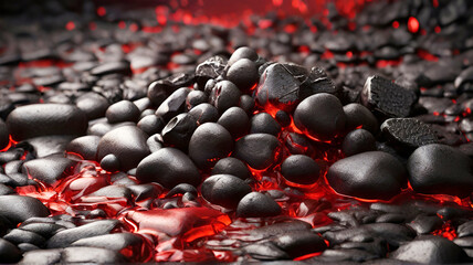 Obraz premium Abstract dark red lava and marble lava stones background image. Ai Generated.