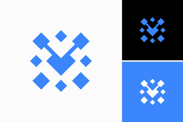 Obraz premium pixel data letter V logo vector premium sign template