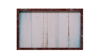 old wooden frame rusty metal square edge background 3D rendering