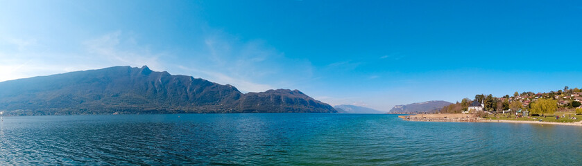 Photo of the Lac du Bourget and the Dent du Chat, in Aix-Les-Bains in Savoie, France