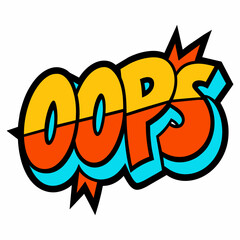 The word OOPS in street art graffiti lettering vector image style on a white background.