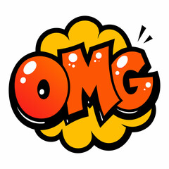 The word OMG in street art graffiti lettering vector image style on a white background.