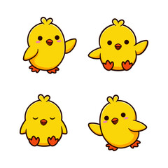 cartoon design of cute chicks in various poses