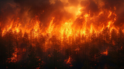 Fototapeta na wymiar fire background, fire in the night, Fire in the garden, Forest fire, Ai generated image