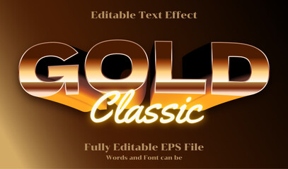 3d gold classic metallic editable text effect