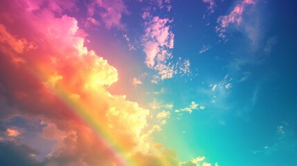 Obraz na płótnie Canvas A spectrum of colors fills the sky, providing a dreamy and playful summer background