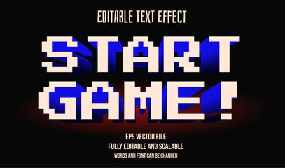 3d pixel start game editable text effect