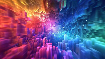 A stunning 3D render of an abstract multicolor spectrum.