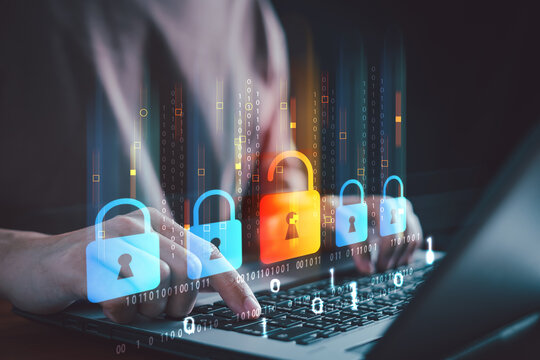 Cybersecurity concept identity theft, User privacy security and encryption, Database hacks, code, internet cyber crime. Hacker attack, Hacking and stealing data. Damage the system and hack the data.