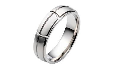 Sleek stainless steel men's ring with a minimalist design on white background