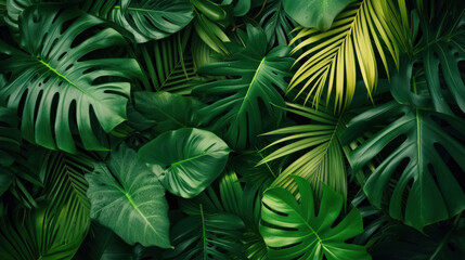Nature leaves, green tropical forest, background concept.