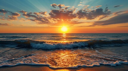 Obraz premium Eye catching sunset over sea generated by ai