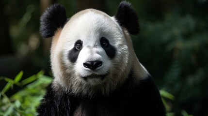 A regal panda poses for a close-up