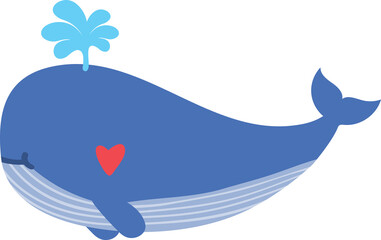 Fototapeta na wymiar cute whale cartoon. sea animal 