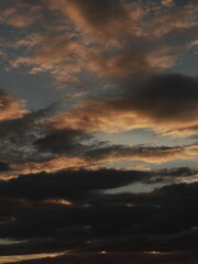 Colorful Dramatic Sky with Clouds at Sunset. Sky Background with Clouds