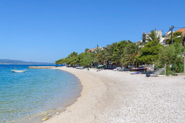 Beach and Village of Bratus,Makarska Riviera,adriatic Sea,Dalmatia region,Croatia - obrazy, fototapety, plakaty