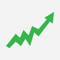 Growing business green arrow with bar chart, Profit arow Vector illustration.Business concept, growing chart. Concept of sales symbol icon with arrow moving up. Economic Arrow With Growing Trend