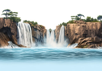 Waterfall Horizon Isolated on Transparent Background
