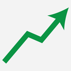 Growing business green arrow on white. Profit arow Vector illustration.Business concept, growing chart. Concept of sales symbol icon with arrow moving up. Economic Arrow With Growing Trend, eps10