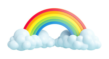 Rainbow with Clouds 3D Style Isolated on Transparent Background
