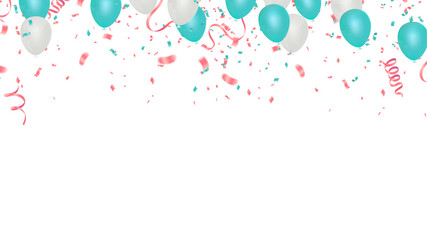 Happy Birthday congratulations banner design with Confetti, Balloons for Party Holiday Background. Vector Illustration EPS10 - obrazy, fototapety, plakaty