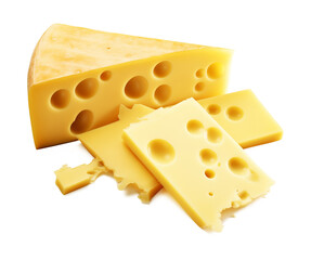 Swiss Cheese Slices Isolated on Transparent Background
