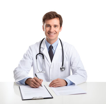 Doctor on the Table Isolated on Transparent Background
