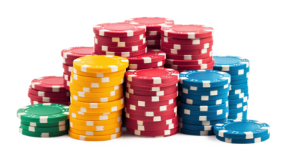 Casino Poker Chips Isolated on Transparent Background

