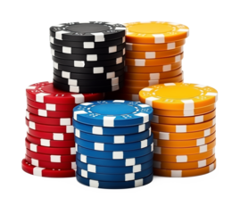 Stack of Casino Poker Chips Isolated on Transparent Background
