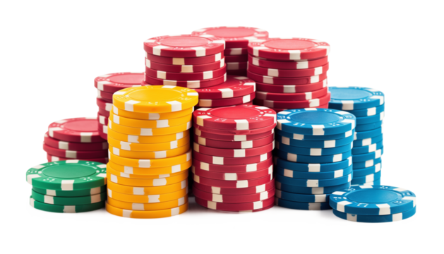 Casino Poker Chips Isolated on Transparent Background
