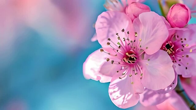 A close-up of spring blossoms with a soft, sunlit bokeh background