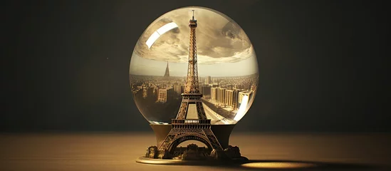 Papier Peint photo Lavable Paris Crystal ball with Eiffel Tower