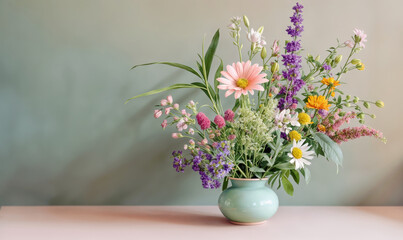 Medicinal herbs and flowers in vase