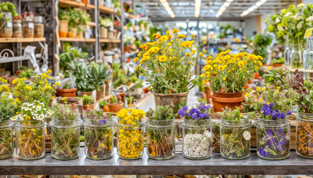 Medicinal plants and herbs in a shop