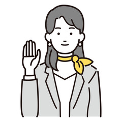 スカーフを首に巻いたスーツの女性イラスト