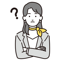 スカーフを首に巻いたスーツの女性イラスト