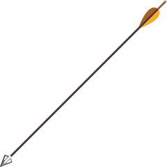 Traditional Hunting Wooden Arrow with Metal Arrowhead Isolated Icon in Flat Style. Vector Illustration.